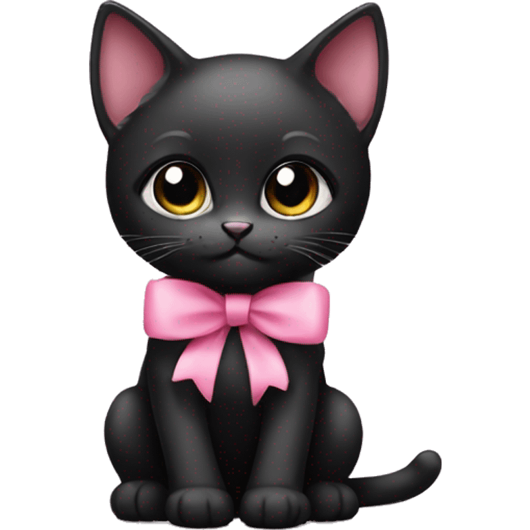 black kitten with a pink bow emoji