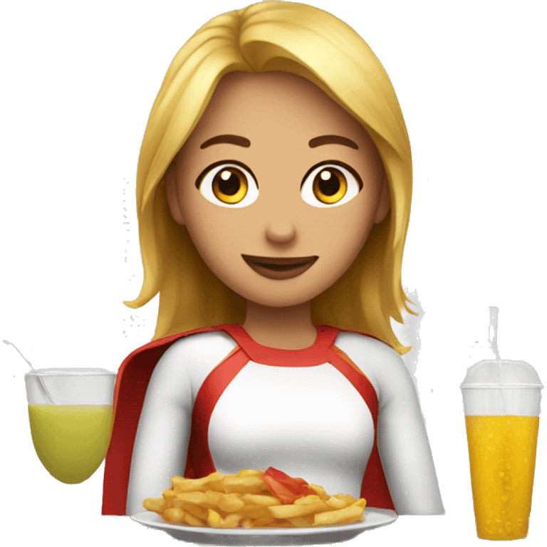 super hero in a restaurant girl emoji