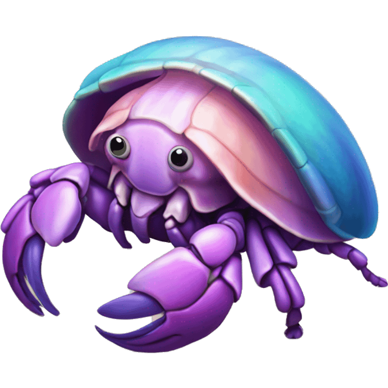 Purple pink blue green smiling hermit crab less leggu emoji