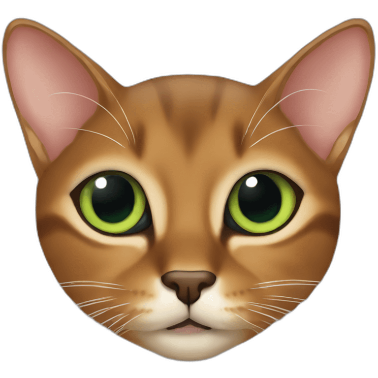 Abyssinian cat chews a smallgreen fur ball emoji