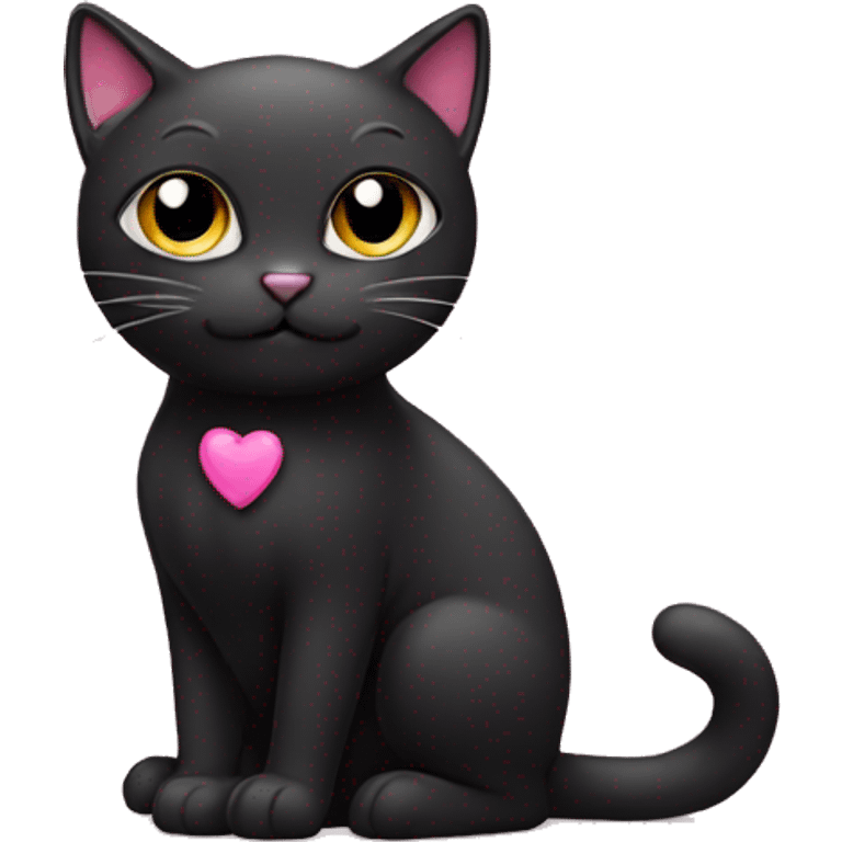 Black cat with pink now emoji