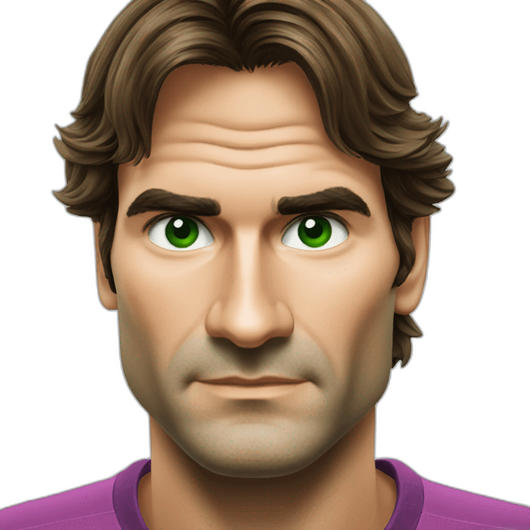 roger federer with green eyes emoji