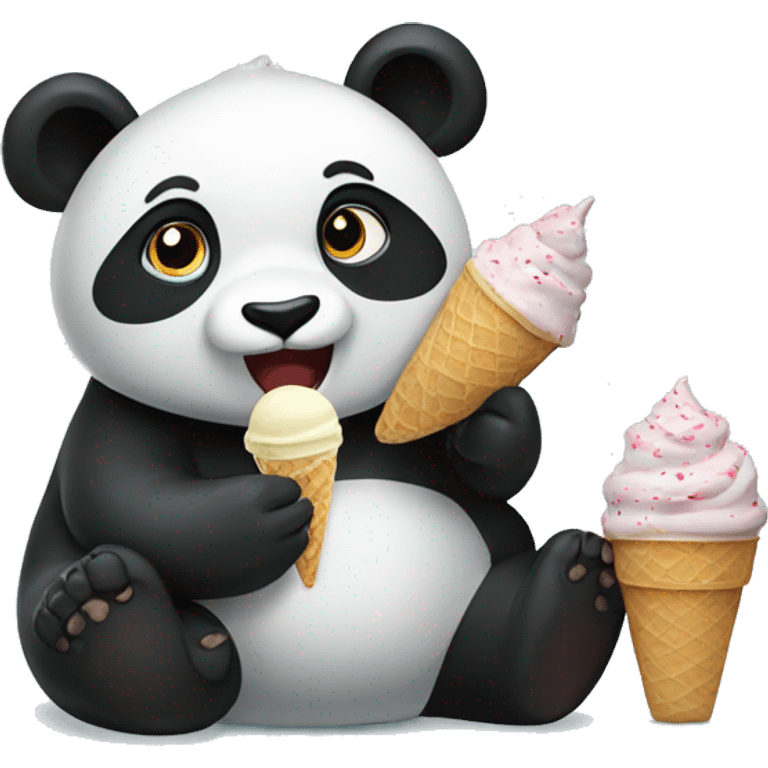 Panda eating ice cream emoji