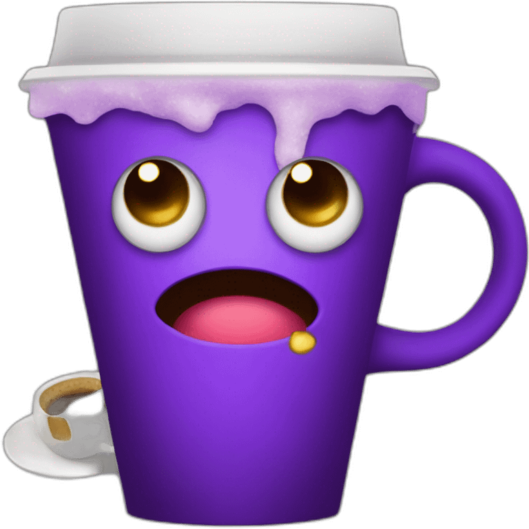 purple sleepy corona virus drinking coffee emoji