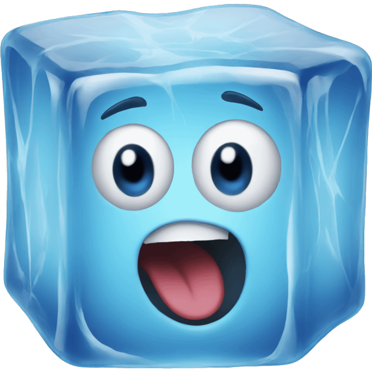 Ice cube block screaming ahhh emoji