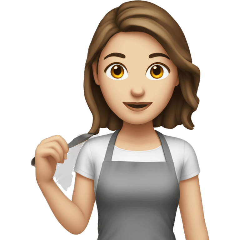 white girl with brown hair cooking emoji