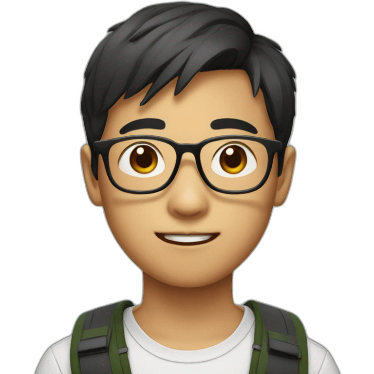 Asian boy with glasses emoji