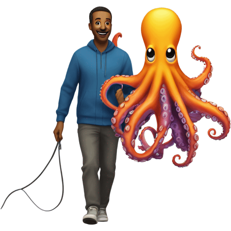 Man walking his pet octopus emoji