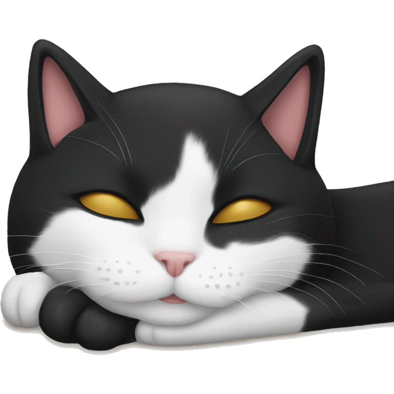 Tuxedo cat sleeping  emoji