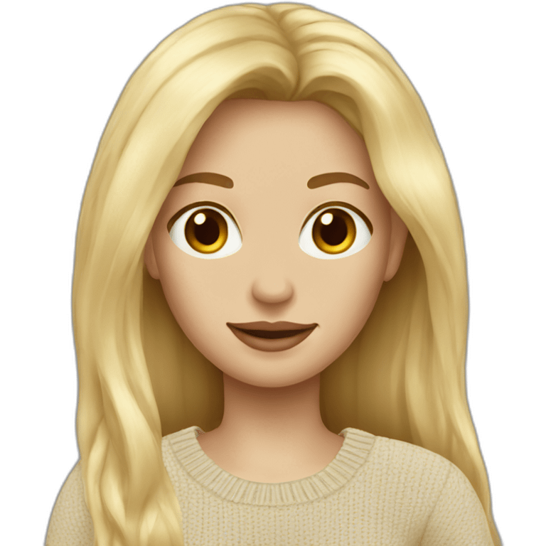 Blonde long hair women beige sweater emoji