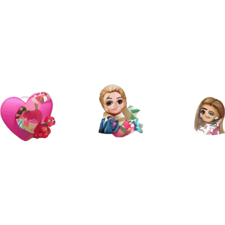 fashionable girls with floral hearts emoji