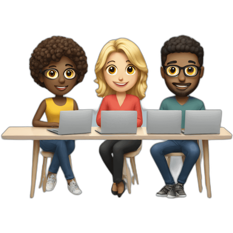 3 designers with laptops emoji