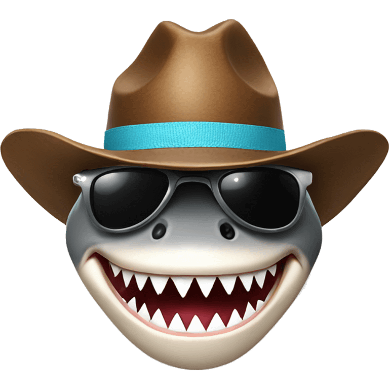 Shark in sunglasses with cowboy hat smiling emoji