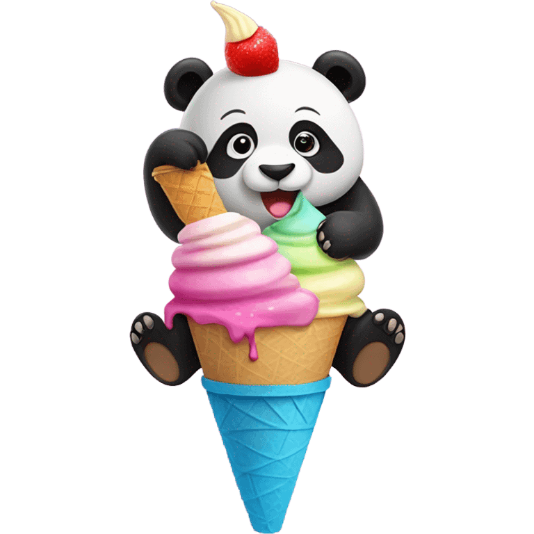 Panda eating ice cream emoji