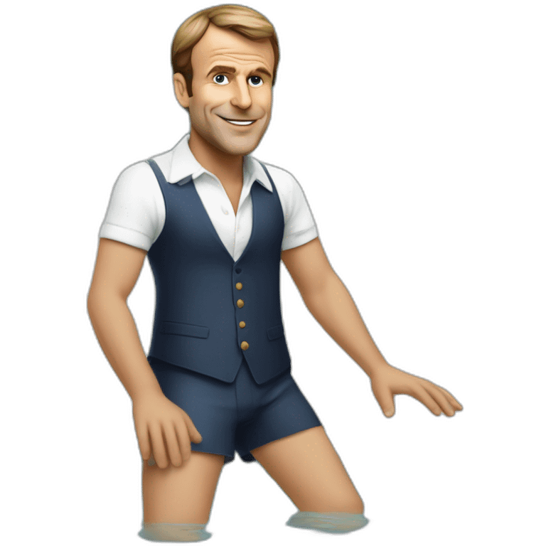 Emanuel macron à la piscine en culotte emoji