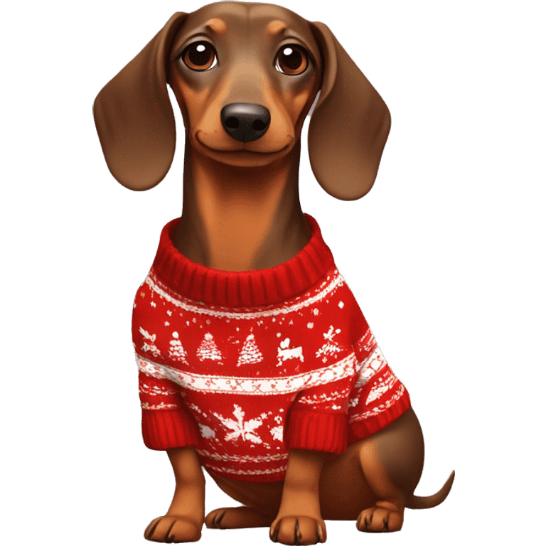 Dachshund wearing Christmas sweater emoji