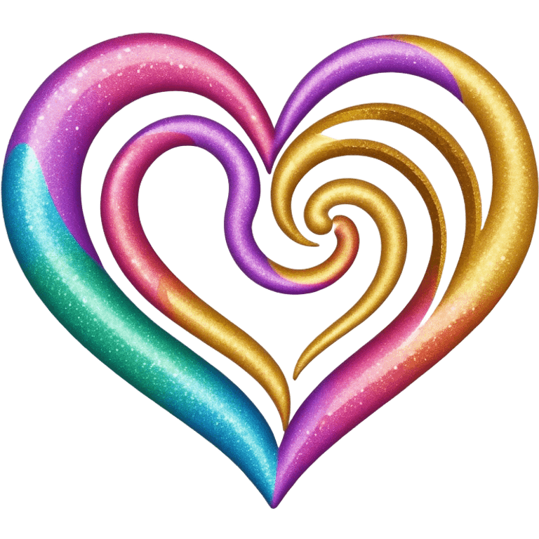 Colorful swirly glitter heart emoji