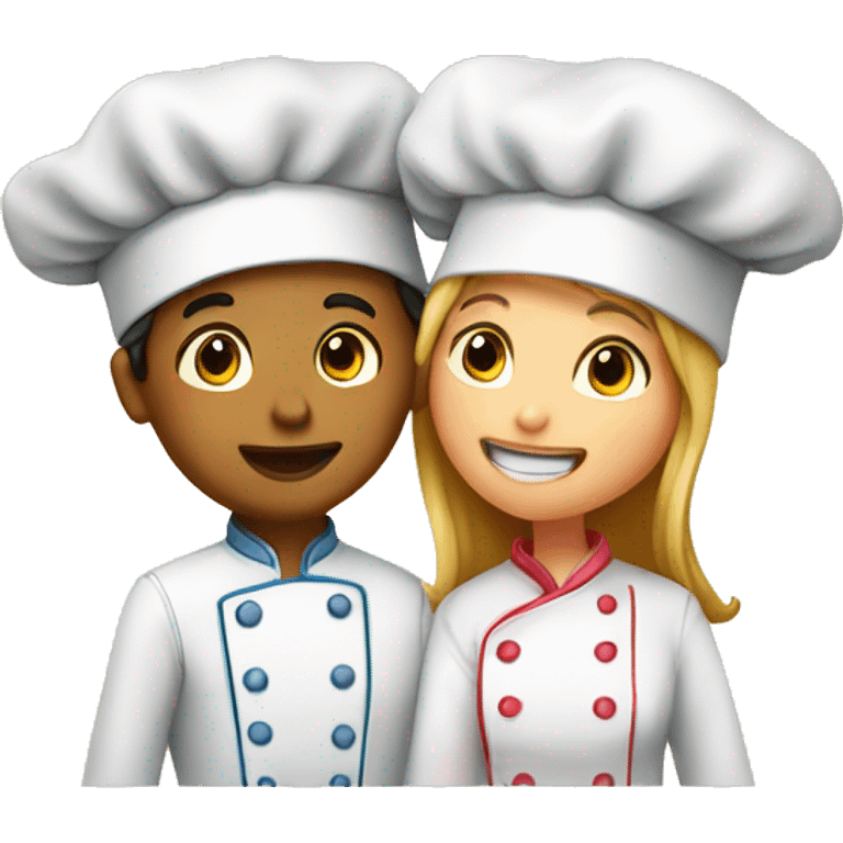 boy & girl chefs kiss emoji