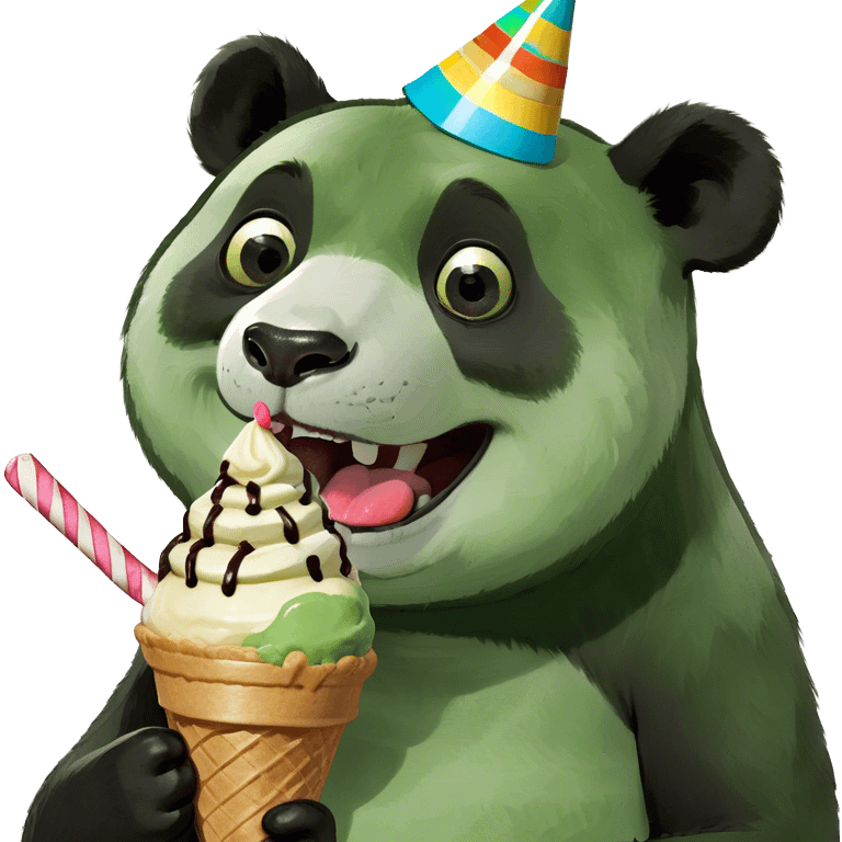 Panda eating ice cream emoji