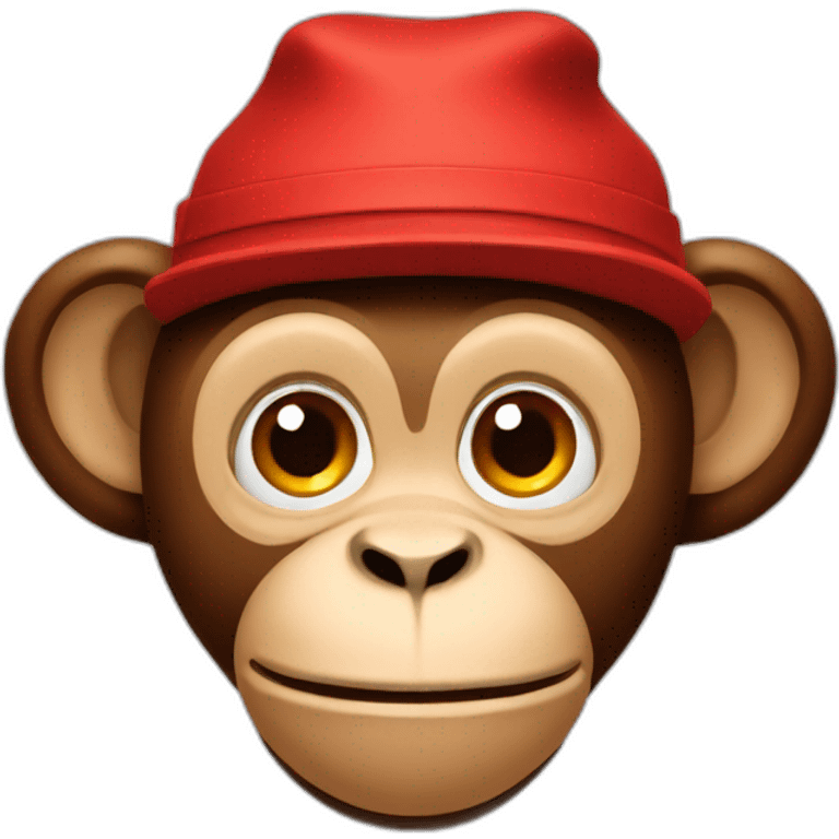 Monkey with warm red hat emoji