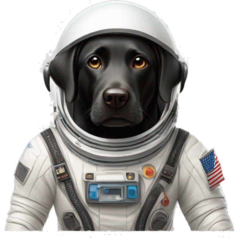 happy black labrador in Mars spacesuit emoji