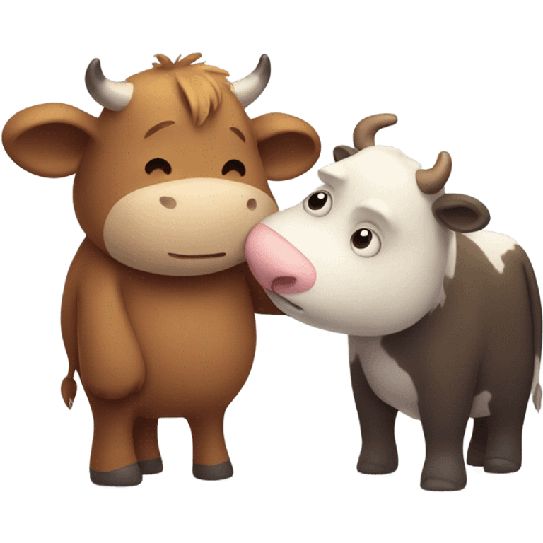 Cow and bear hugging emoji