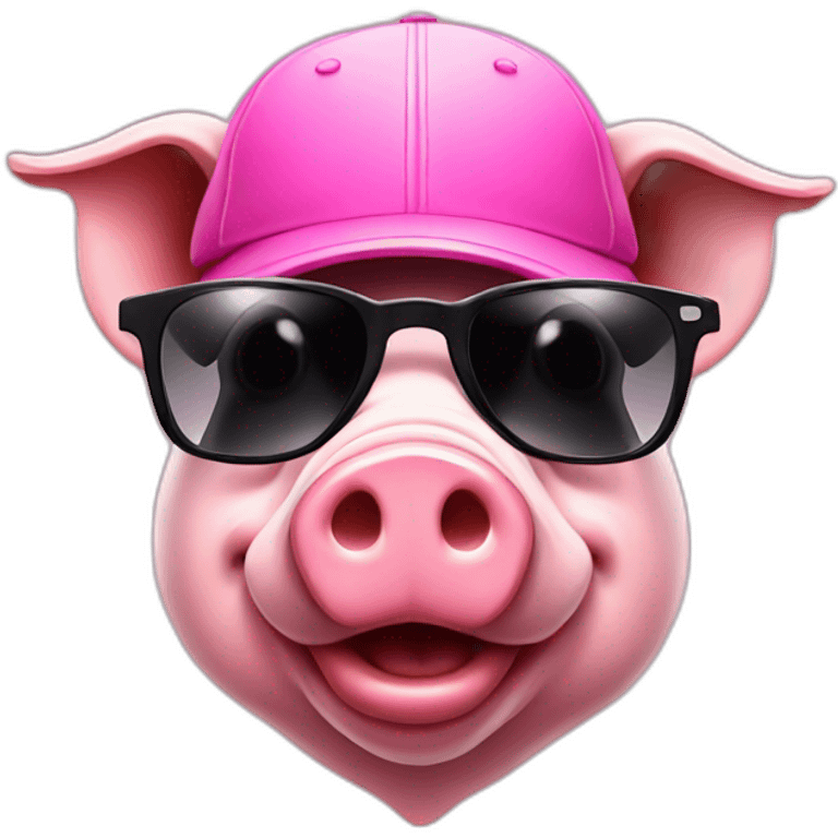 Pig with a cap and sunglasses emoji