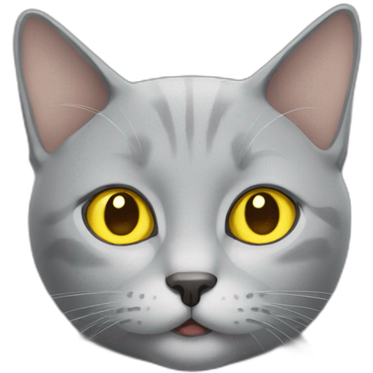 Grey cat with yellow eyes winks emoji