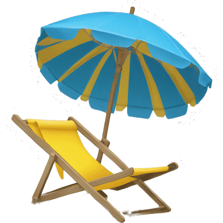 blue deckchair and yellow parasol at the beach emoji