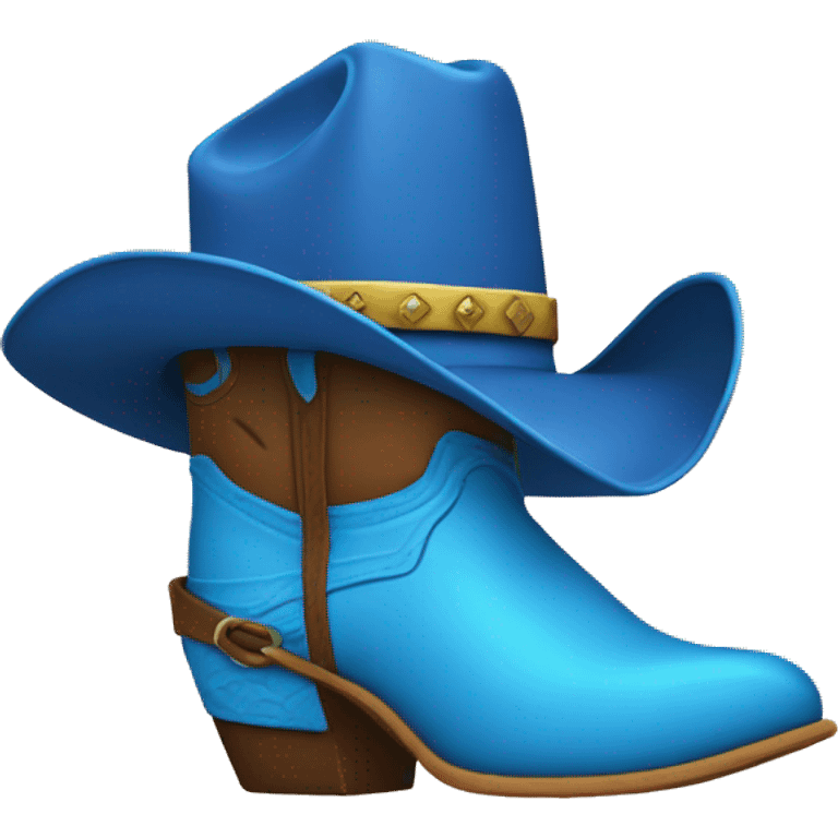 Tall blue cowboy boot with cowboy hat on top emoji