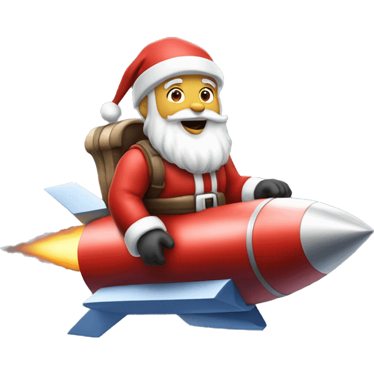 santa claus ridding a rocket emoji