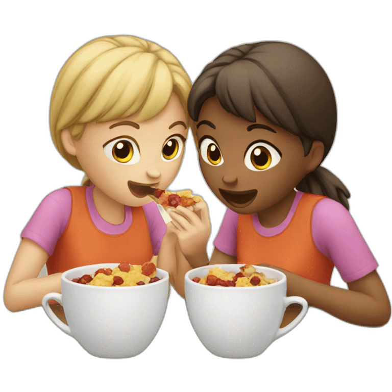 two girls eating from one cup emoji