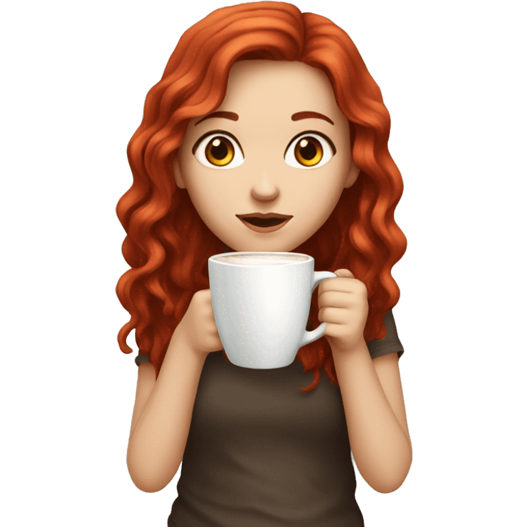 Girl red hair coffee ees white skin emoji