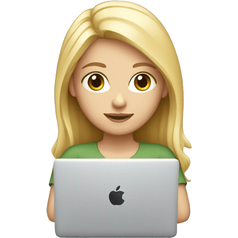 Blond white girl working on MacBook  emoji