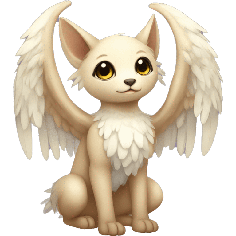 Anthro shy cute kawaii winged animal hybrid full body emoji