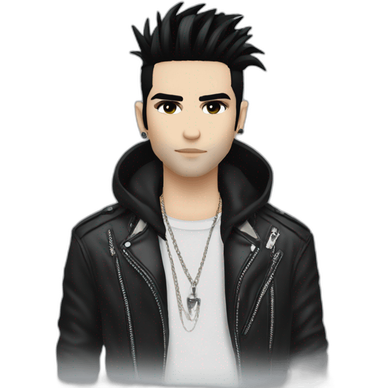 Bill Kaulitz black hair down with blonde highlights emo emoji