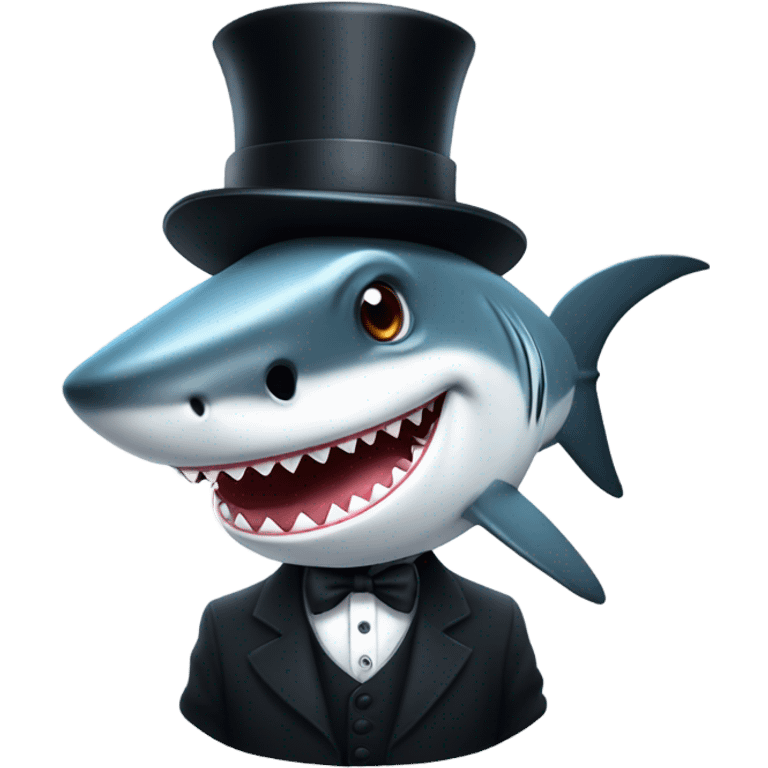 Shark with a top hat emoji