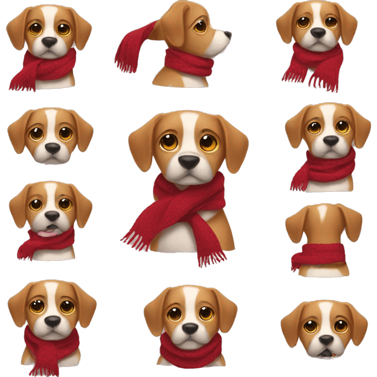 Dog with a scarf red cuteness  emoji