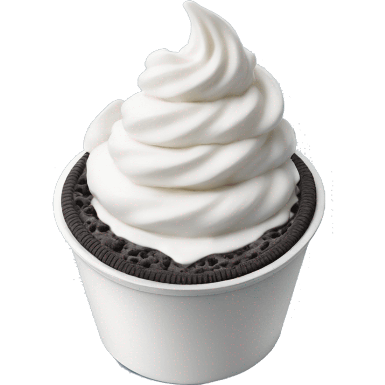 Oreo frozen yogurt swirled in a white cup emoji