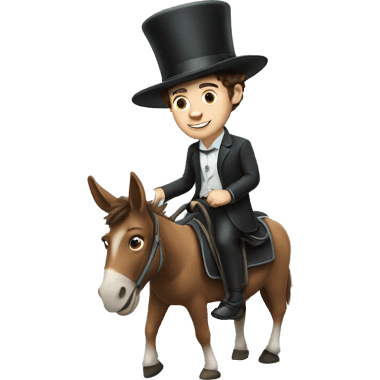 Shawn Mendes riding a donkey wearing a top hat emoji