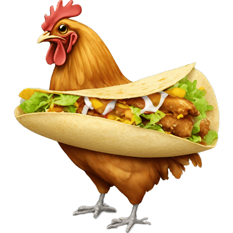 Chicken eating tacos emoji