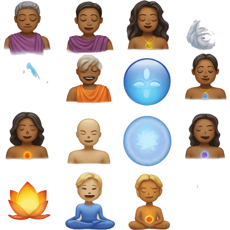 Spiritual emojis such as chakras, aura, meditation  emoji