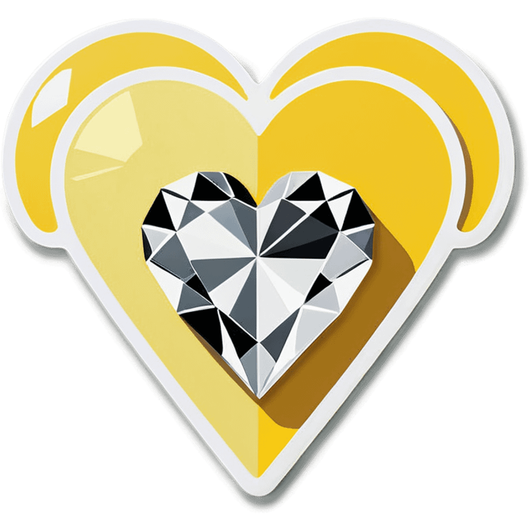 Half white half yellow heart with diamond ring inside emoji