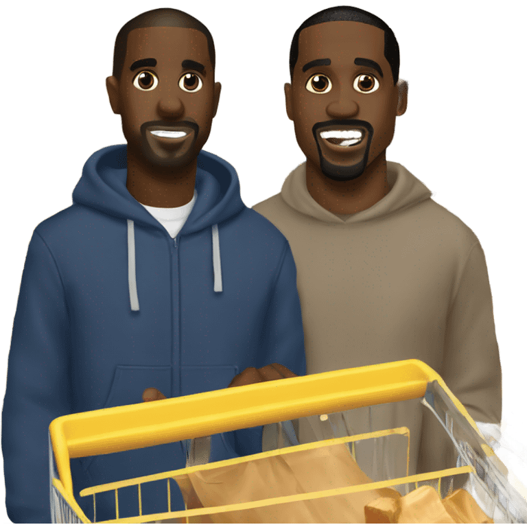 Travis Scott and Kanye West shopping at Aldi for peanut butter emoji