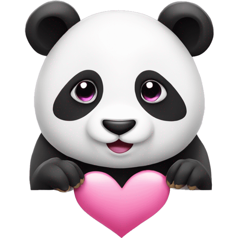 Panda with pink heart emoji