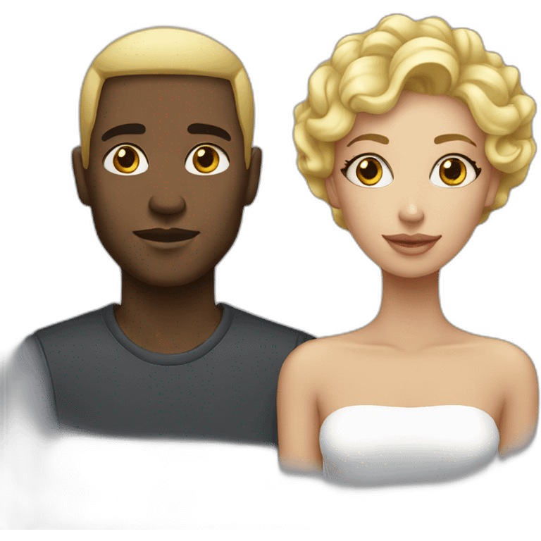 Black man with blond woman chic emoji