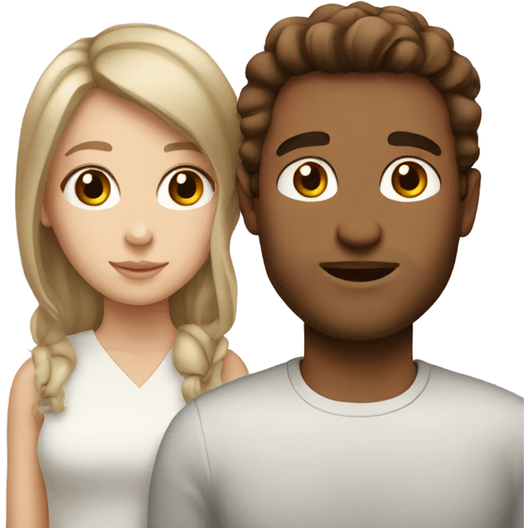 White Couple with brown hair brown eyes emoji