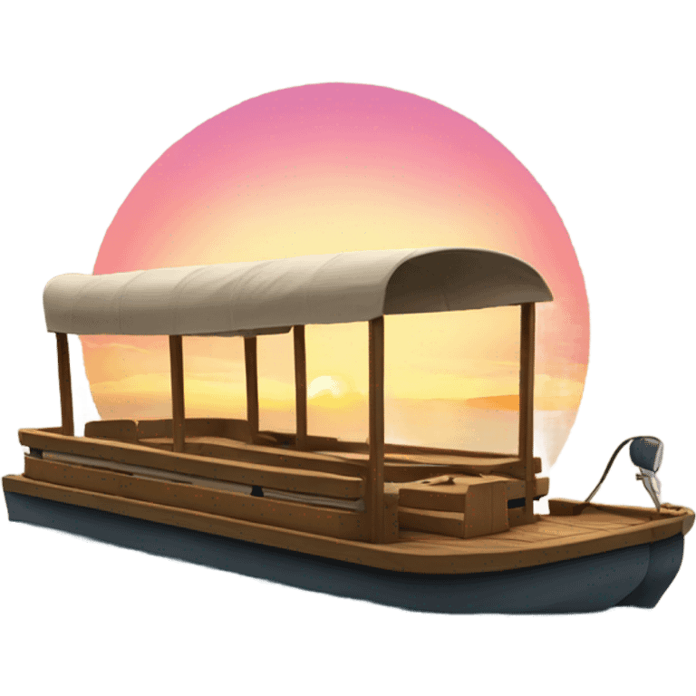 Pontoon boat with sunset emoji