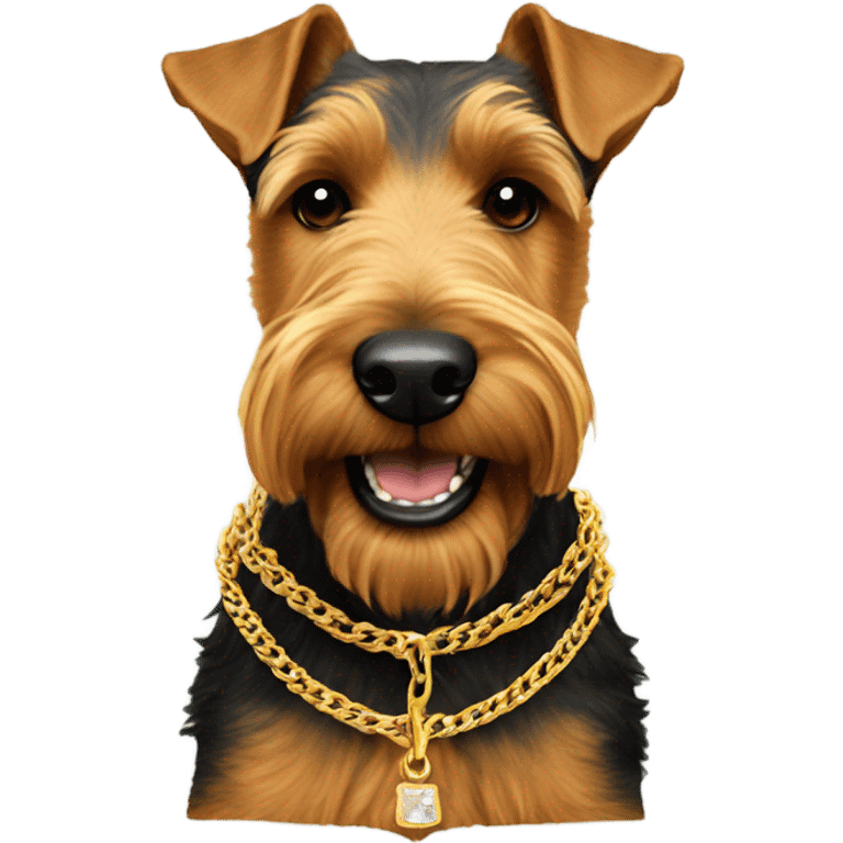 Welsh terrier with gold teeth and chains emoji