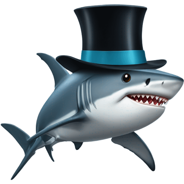 Shark with a top hat emoji